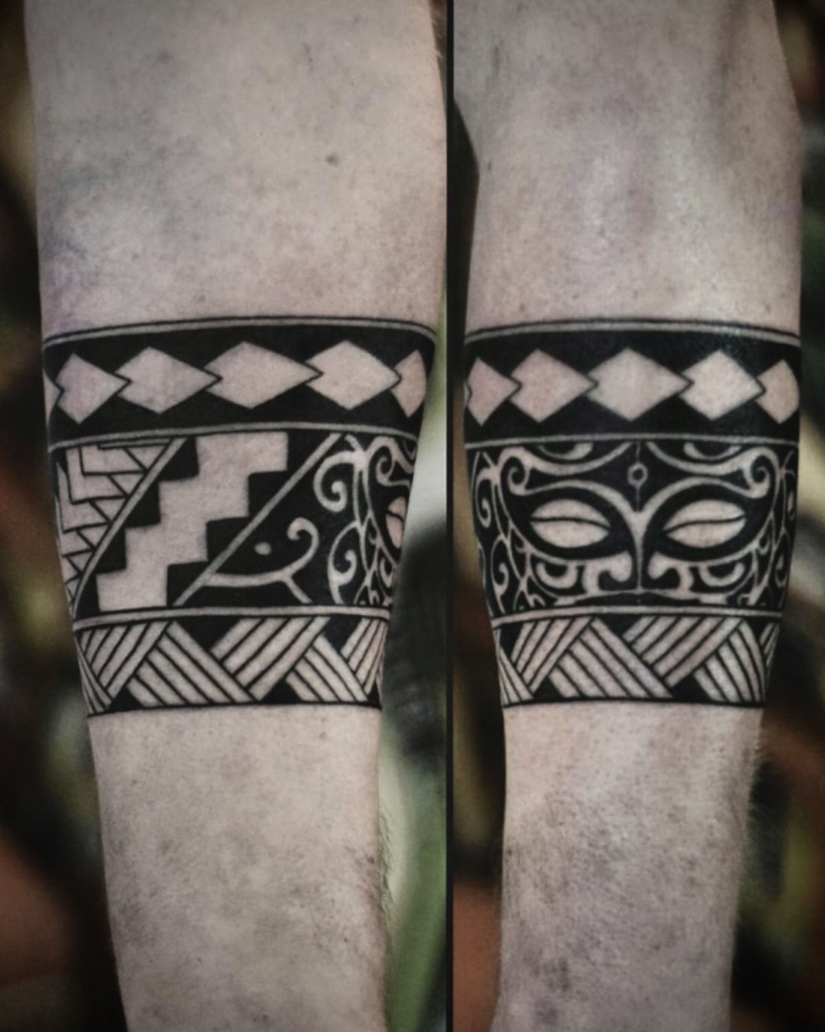 Ethnisches Polynesian Armband Tattoo mit Maske — Tattoo Studio Deggendorf, Luca Limito